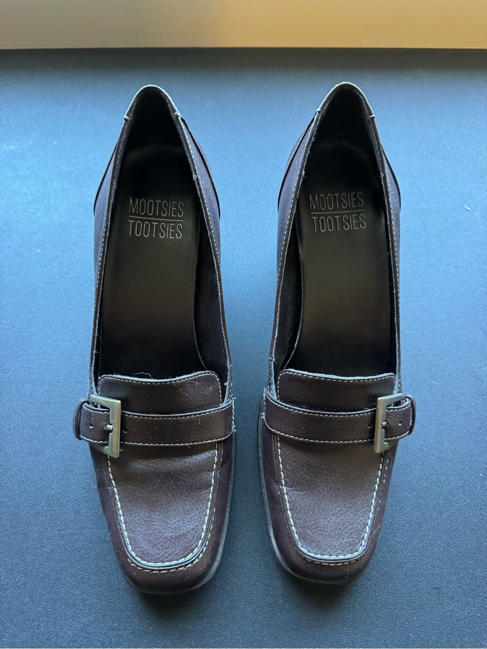 Mootsies Tootsies Dark Brown Leather Buckle Loafers